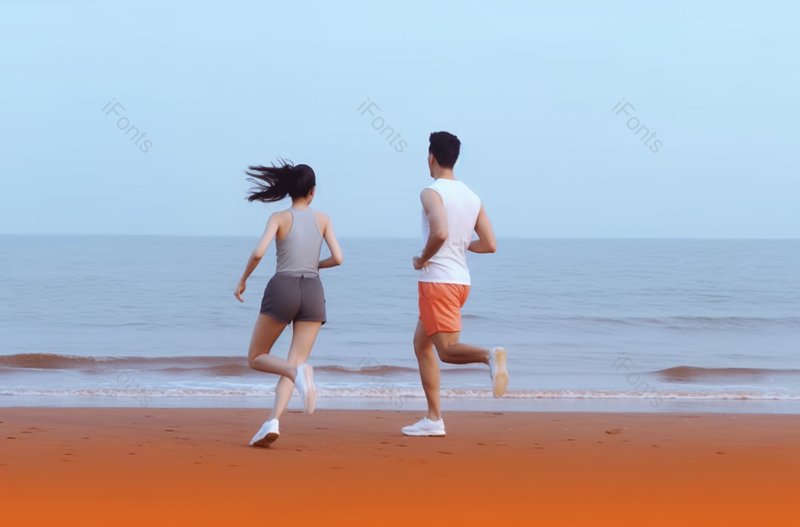 在海边做运动的情侣运动摄影,高清,摄影图,摄影图片,图片大全,摄影图免费下载